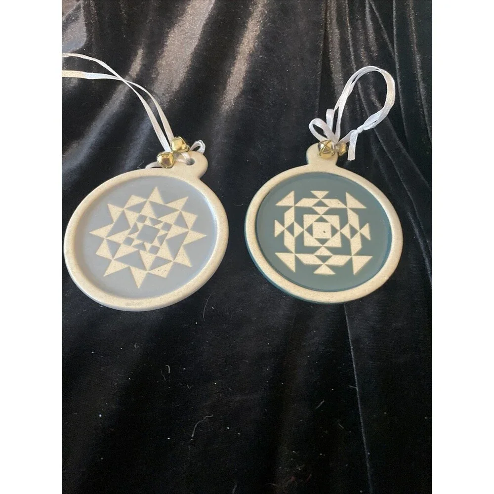 Set of 2 Ceramic Ornaments Missouri Star Quilt Co Christmas Ornaments